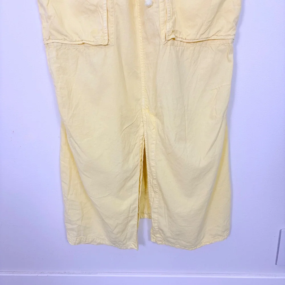 Free People Gracie Skirtall Yellow Maxi Overall Dress Size L OB1671460